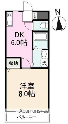 ガーデンハイツ三名壱番館(1DK/1階)の間取り写真