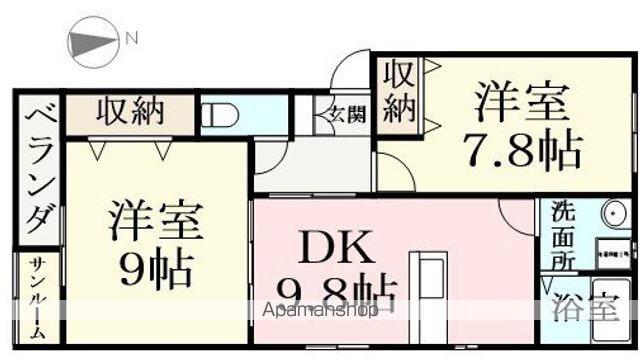 メゾン・リシュウⅡ(2DK/2階)の間取り写真