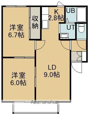 オークビレッジⅡ(2LDK/2階)の間取り写真