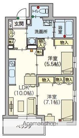 シニア限定 ヘーベルVILLAGE浦和本太(2LDK/2階)の間取り写真
