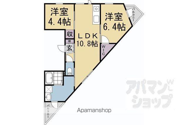 京都グランデ二条駅南(2LDK/2階)の間取り写真