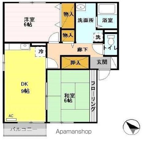 スカイハウス(2DK/2階)の間取り写真
