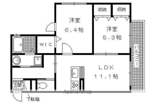 シャーメゾンみゆきだいB(2LDK/2階)の間取り写真