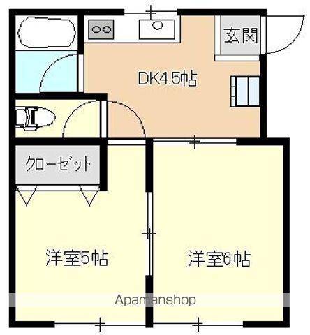 ビラ22(2K/1階)の間取り写真