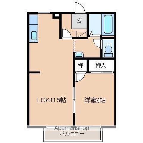 アルファ弐番館(1LDK/2階)の間取り写真