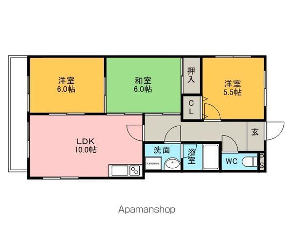 アサヒビル(3LDK/2階)の間取り写真
