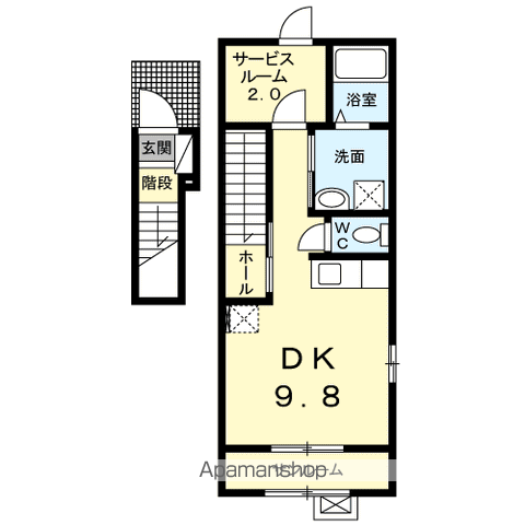 シャン・アンソレイエ(ワンルーム/2階)の間取り写真