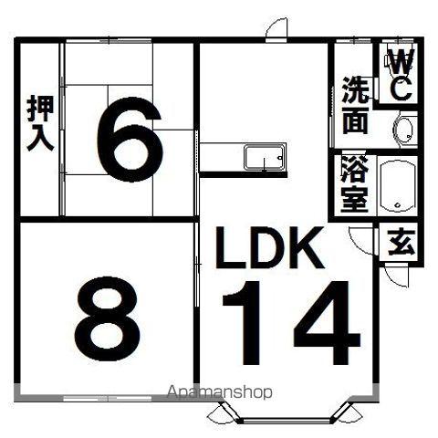 コーポイシバシ(2LDK/2階)の間取り写真