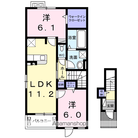 メラローサB(2LDK/2階)の間取り写真