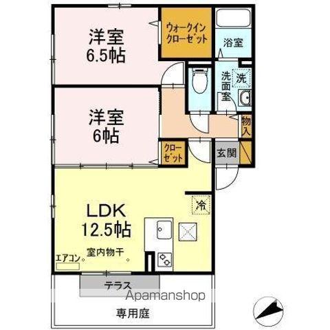 ティアレスクエアB棟(2LDK/1階)の間取り写真