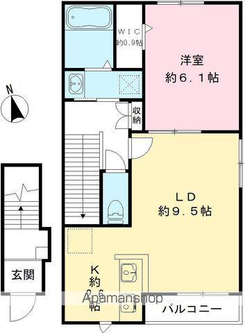 YOUR MAISON茜部中島(1LDK/2階)の間取り写真