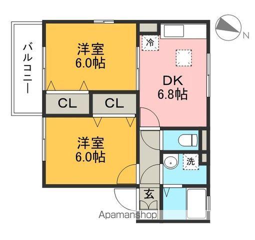 ジュパールⅠ(2DK/2階)の間取り写真