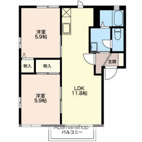 フレグランスたけくらABC棟(2LDK/2階)の間取り写真