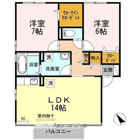 レジデンス・ルネY棟(2LDK/2階)の間取り写真