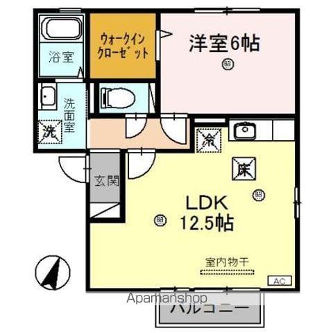 ラポールA(1LDK/1階)の間取り写真
