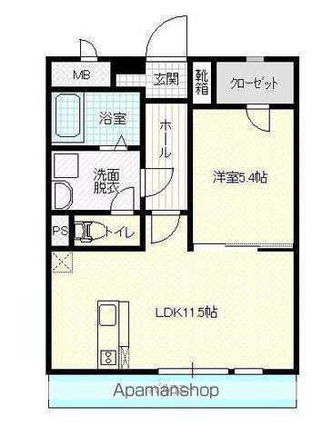 パステルライフⅠ・Ⅱ棟(1LDK/3階)の間取り写真