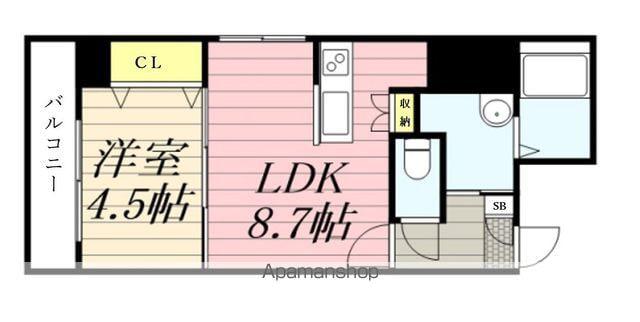 ノースプレミア大通北(1LDK/9階)の間取り写真