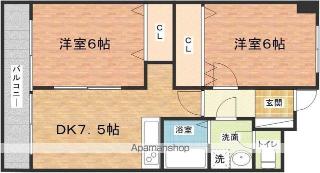 時津ロードマンション(2DK/8階)の間取り写真