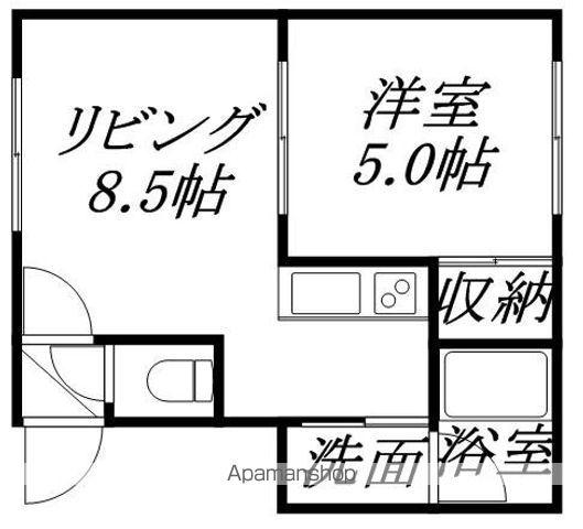 カシーナ平岸高台壱番館(1LDK/3階)の間取り写真