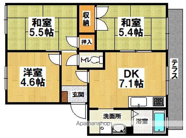 パロアルトA棟(3DK/1階)の間取り写真