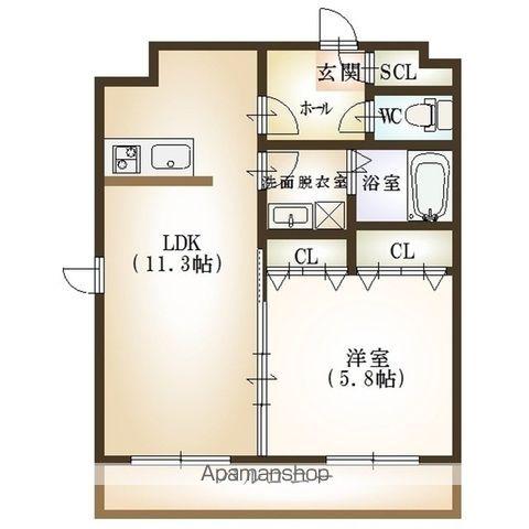 カーネ米山(1LDK/6階)の間取り写真