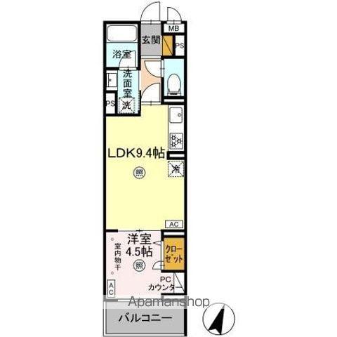 オークツリー(1LDK/3階)の間取り写真