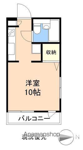 LA新徳田B(1K/3階)の間取り写真