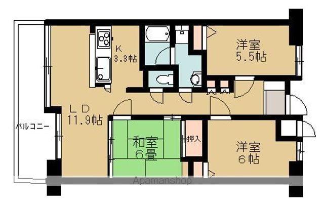 グランドール今治4番館(3LDK/6階)の間取り写真