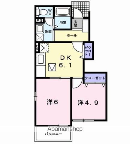 ソレアード石崎Ⅰ(2DK/1階)の間取り写真