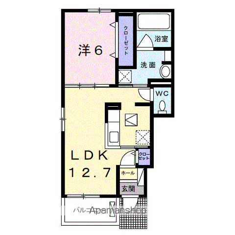 エルシャトー吉備Ⅶ(1LDK/1階)の間取り写真