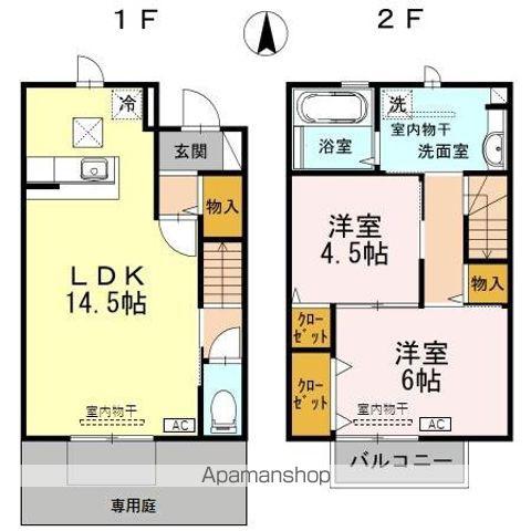 アバンサール(2LDK/1階)の間取り写真