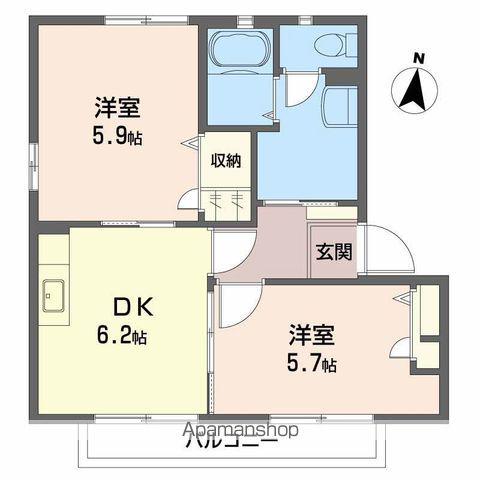 ヴィラージュマルイB棟(2DK/2階)の間取り写真