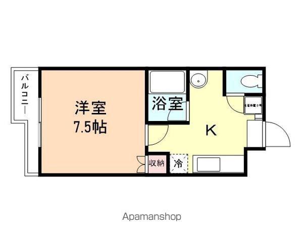 パールハウス(1K/3階)の間取り写真