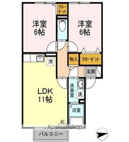 メゾンシャルム木太(2LDK/2階)の間取り写真