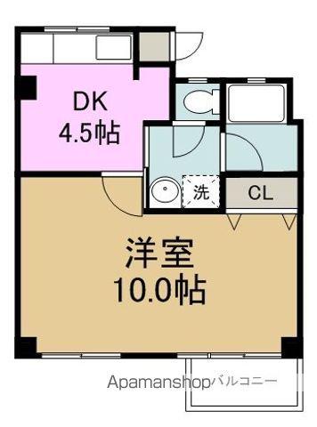 人宿町コーポラス(1DK/4階)の間取り写真