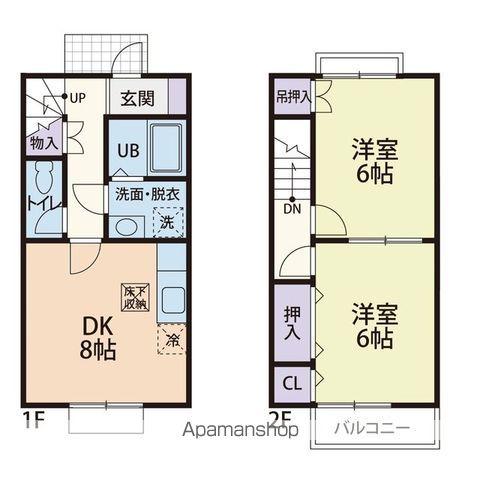 SWEETS VILLA A(2DK/2階)の間取り写真