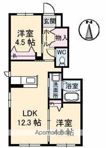 ウィステリア(2LDK/1階)の間取り写真