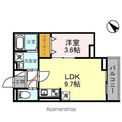 セレスティア白子 Ⅰ(1LDK/3階)の間取り写真