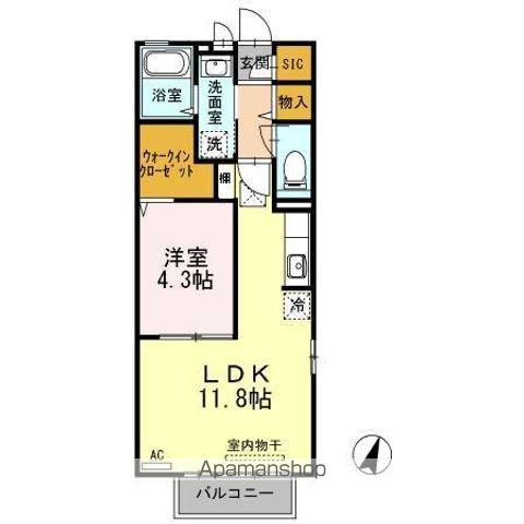 ルミエール梅園(1LDK/1階)の間取り写真