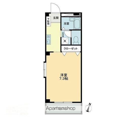 フォブールサンマリン(1K/2階)の間取り写真