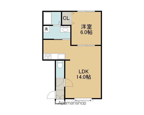 ウエストビレッジ(1LDK/2階)の間取り写真