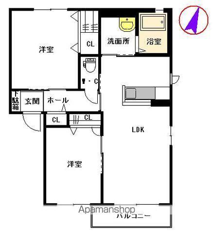 MASTメゾン戸坂 A(2LDK/2階)の間取り写真