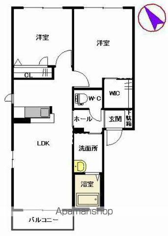 シティパル長行A棟(2LDK/2階)の間取り写真