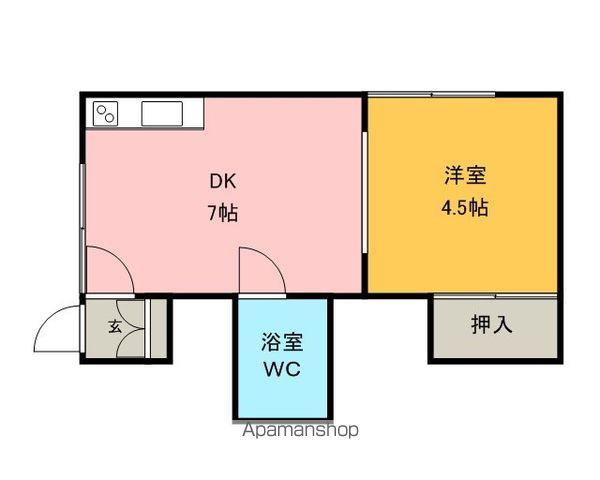 上栄ハイツ(1DK/1階)の間取り写真