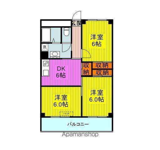 ラフォーレ朝田(3DK/4階)の間取り写真