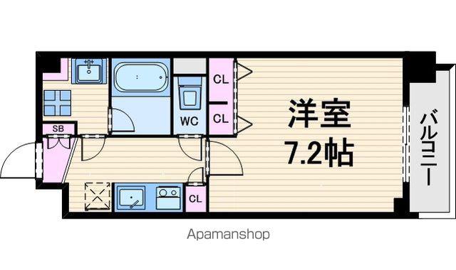 アーバネックス谷町2(1K/8階)の間取り写真