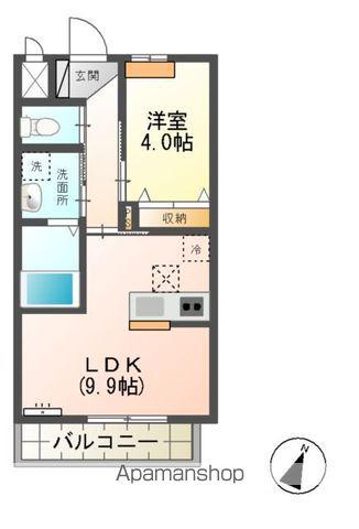 ウエスト VALLEY MOTO Ⅱ(1LDK/1階)の間取り写真