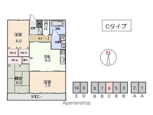 竹屋台ハウス3(3LDK/3階)の間取り写真