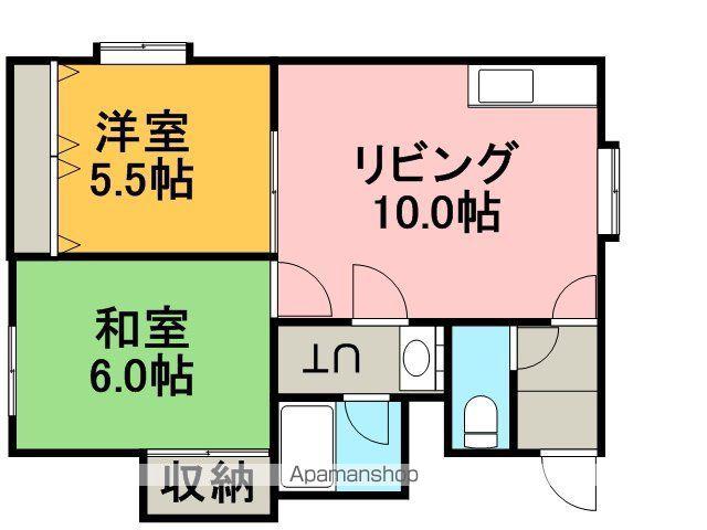 ルピナスワン(2LDK/2階)の間取り写真