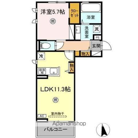 トリシア横町ウエスト(1LDK/2階)の間取り写真